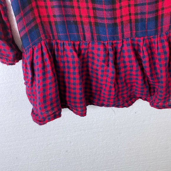 Skies Are Blue XS Plaid Ruffle Peplum Top Blouse - Picture 6 of 11